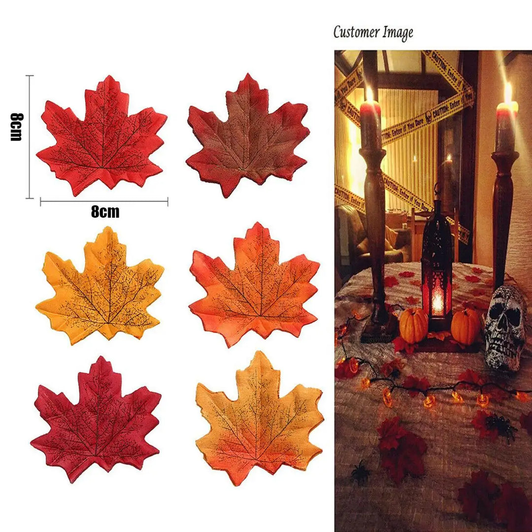 Rynx | 100/200pcs artificial silk maple leaves autumn artificial leaves garland maple leaves vine Thanksgiving Halloween wedding party decor