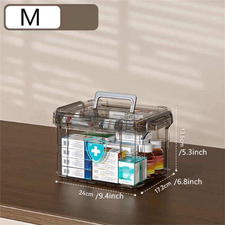 Rynx | Multifunctional Plastic All-in-One Medical Organizer - Transparent Waterproof Medical Storage Box, Medication Container