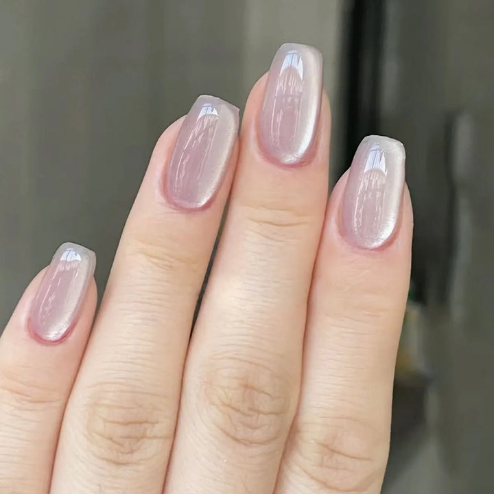 Rynx | Gray Sparkling Cat Eye Sweet Bow Nail Art Solid Color False Nails Removable Ready False Nails Press-on Nails with Glue