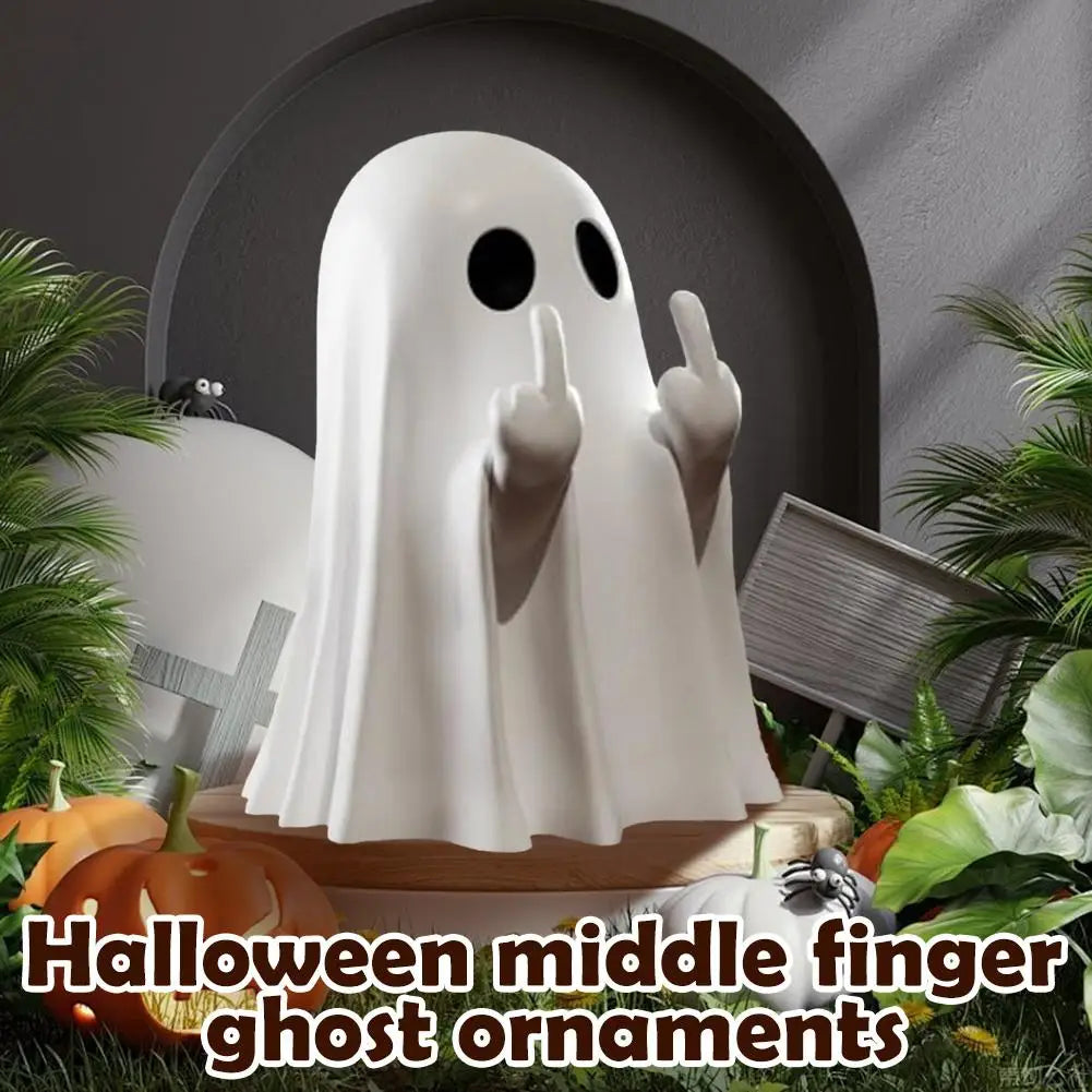Rynx | Halloween Middle Finger Ghost Decoration Cute Ghost Statue For Home Fireplace Decor Smooth Surface Enhance Festive Atmosphere