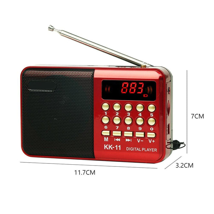 Lisslune | Red Senior-Friendly MP3 Music Player with FM Radio - Compact Design with USB and TF Card Support