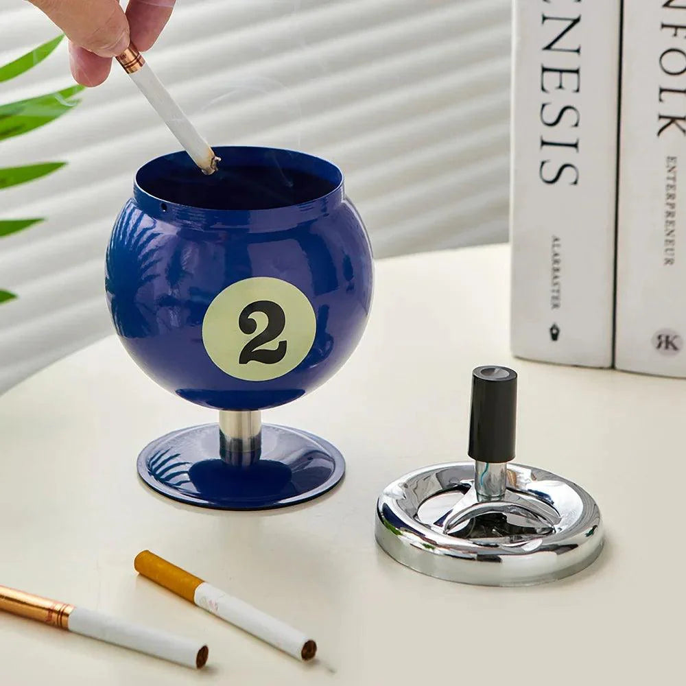 Lisslune | Chic, billiard-inspired metal ashtray - Stylish smoking accessory and decorative accent for home and office