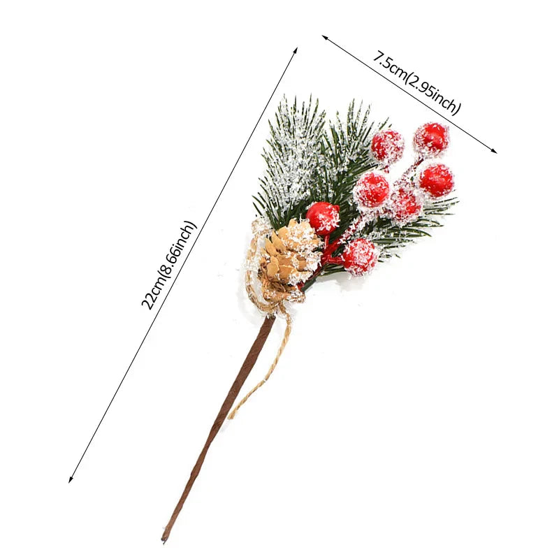 Rynx 5 Piece Christmas Red Berries Artificial Flower Pine Cone Branch Christmas Tree Decorations Ornament Gift Packaging Home DIY Wreath