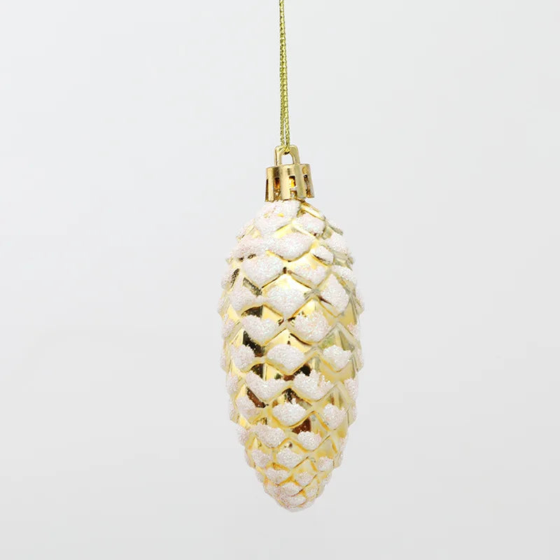 Rynx 5 pieces Christmas painted pine cone balls hanging ornaments Merry Christmas tree decoration for home Xmas ornament gift Navidad