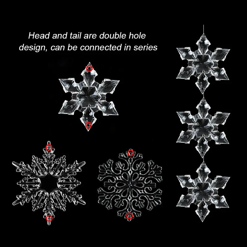 Rynx | 3 Piece Christmas Acrylic Snowflake Ornaments Transparent Xmas Tree Hanging Decorations Christmas Decorations for Home New Year