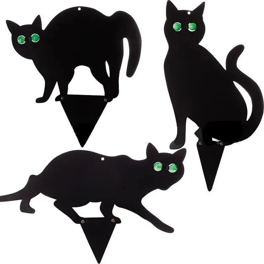 Rynx | 3 Pieces Simulation Black Cat Decoration Sign Halloween Theme Card Outdoor Garden Yard Decor Props Miniatures