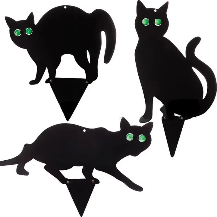 Rynx | 3 Pieces Simulation Black Cat Decoration Sign Halloween Theme Card Outdoor Garden Yard Decor Props Miniatures