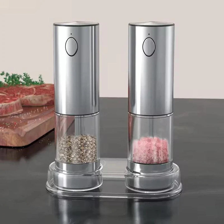 Lisslune | Automatic rechargeable salt and pepper mill duo with adjustable grind settings and integrated LED light