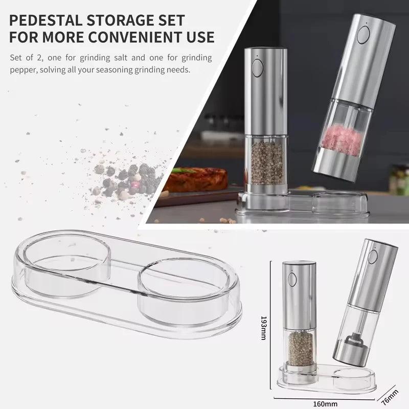 Lisslune | Automatic rechargeable salt and pepper mill duo with adjustable grind settings and integrated LED light