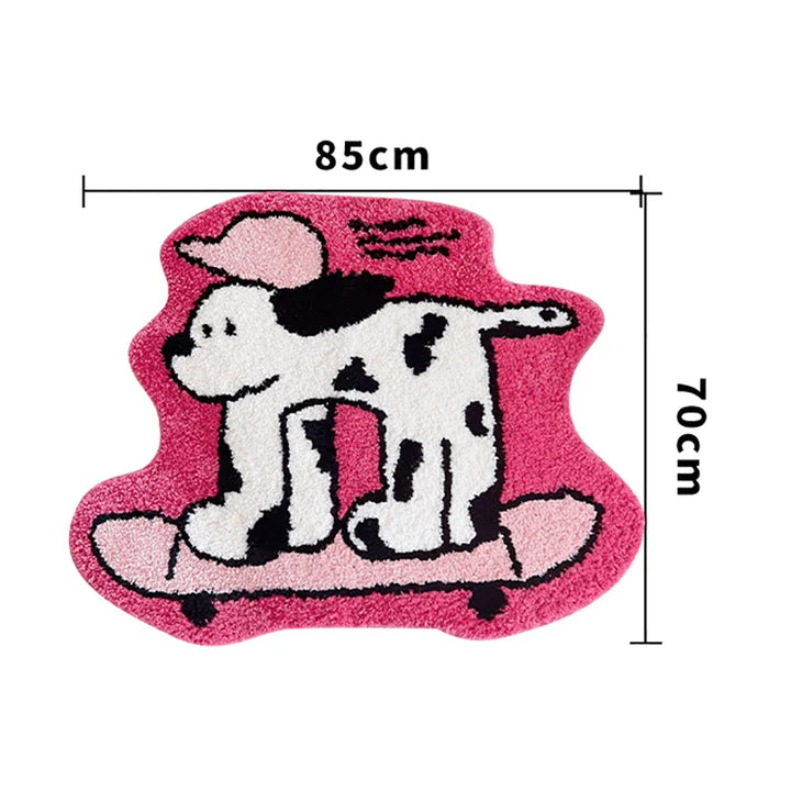 Rynx | Layered Dalmatian Carpet Living Room Rug Soft Fluffy Mat Bedroom Cloakroom Floor Non-Slip Underlay Aesthetic Apartment Kindergarten Decor
