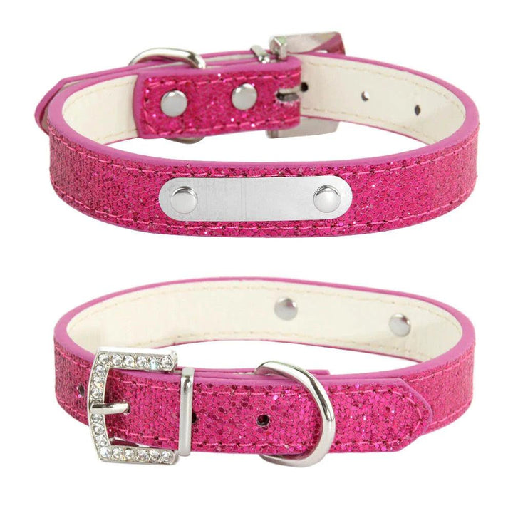 Lisslune | Glamorous Personalized Engraved Leather Dog Collar with Sparkling Accents