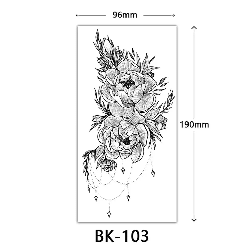 Rynx | 1PCS Sketch Flower Tattoo Sticker Black Datura Arm Legs Tattoo Temporary Waterproof Durable Sexy Tattoo Stickers For Women Body