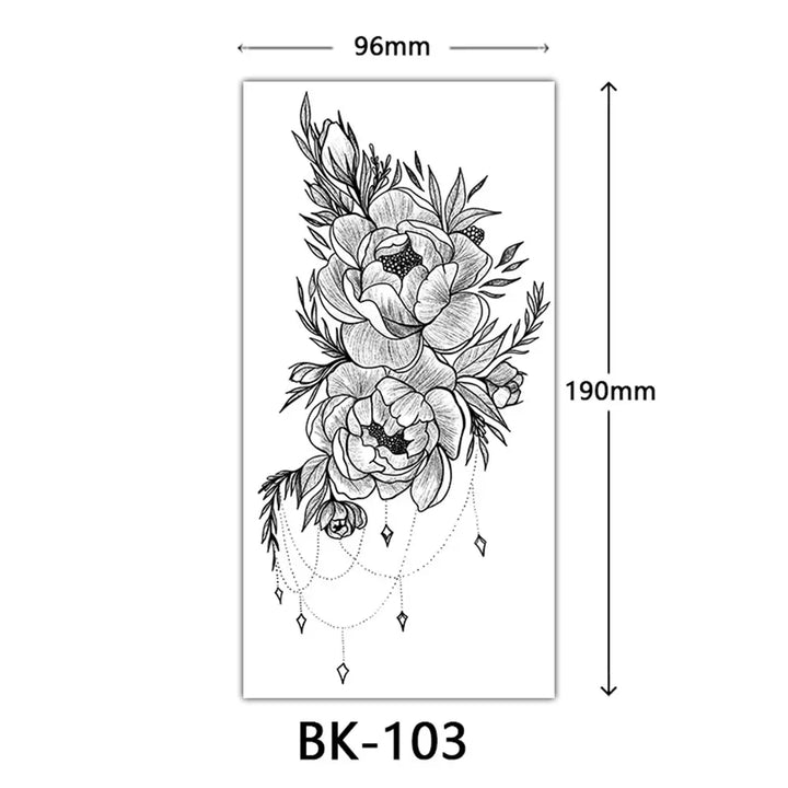 Rynx | 1PCS Sketch Flower Tattoo Sticker Black Datura Arm Legs Tattoo Temporary Waterproof Durable Sexy Tattoo Stickers For Women Body