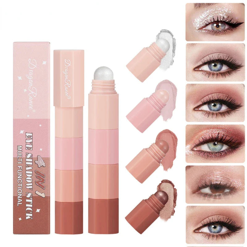 Rynx | 4 In 1 Pearl Eye Makeup Pencil Glitter Silk Moth Liner Highlighter Pencil Long-lasting Matte Shimmer Eye Pencil Eye Makeup Cosmetics