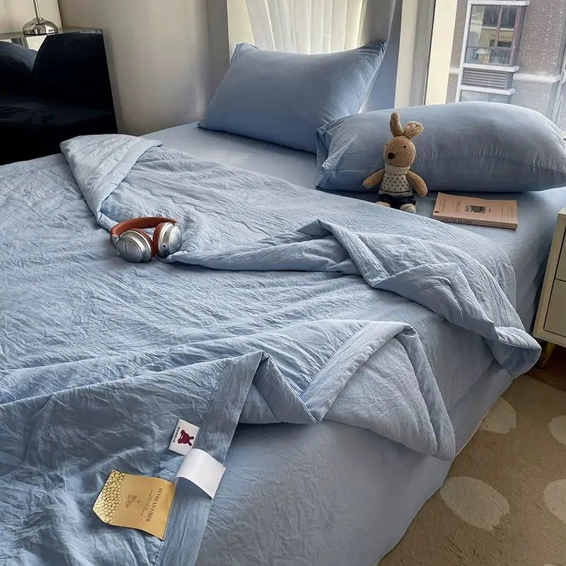 Rynx Korean Ins Bedding Set, Luxury Duvet Cover, Pillowcase Flat Sheet, Simple Girl Princess Ruffle Home Textiles