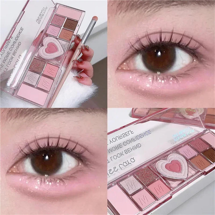 Rynx | 12 Colors Eyeshadow Palette Nude Natural Glitter Pink Low Saturation Eye Shadow Palette Delicate Long-lasting Eye Makeup Cosmetics