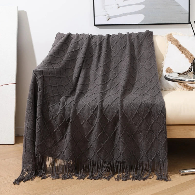 Lisslune | purple diamond knit blanket