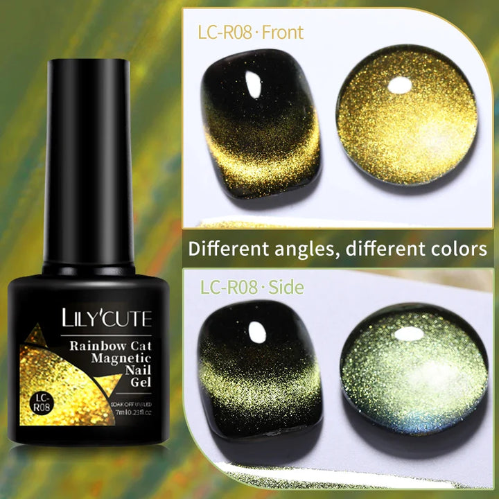 Rynx |7ML Snowlight Cat Magnetic Gel Nail Polish Grow-In-Dark Reflection Glitter Laser Semi-Permanent Soak Off UV Gel Nail Polish