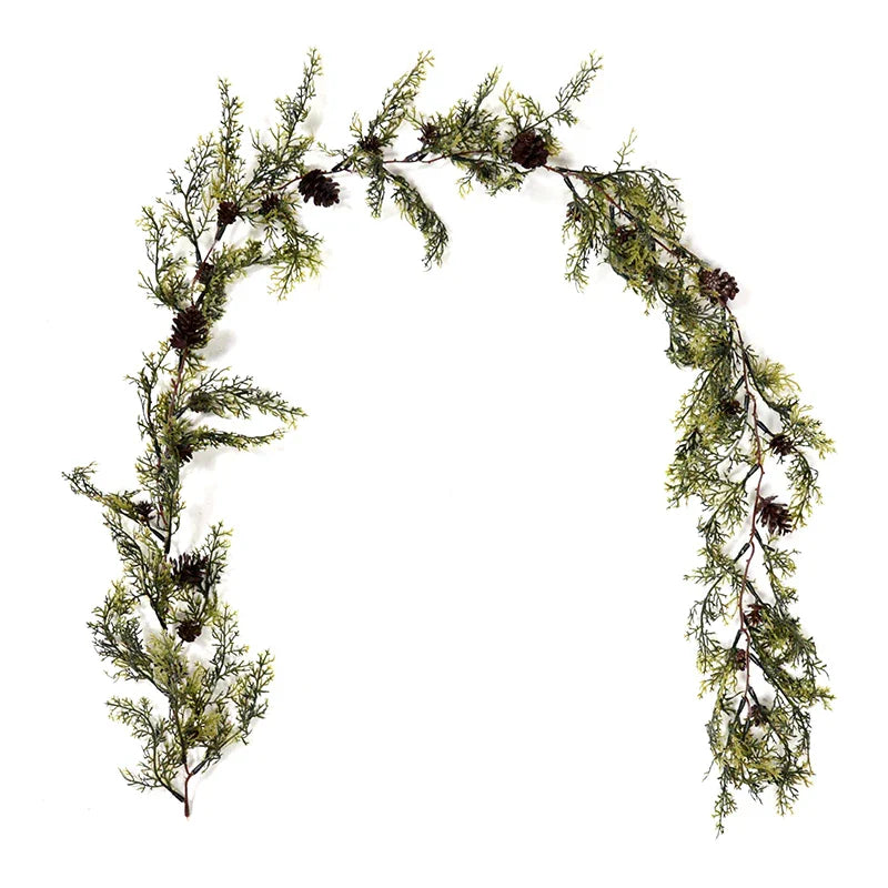 Rynx 150cm Christmas Wreath Rattan Artificial Vine Hanging Floral Garland Christmas Decorations for Home Christmas Fireplace Door Decor