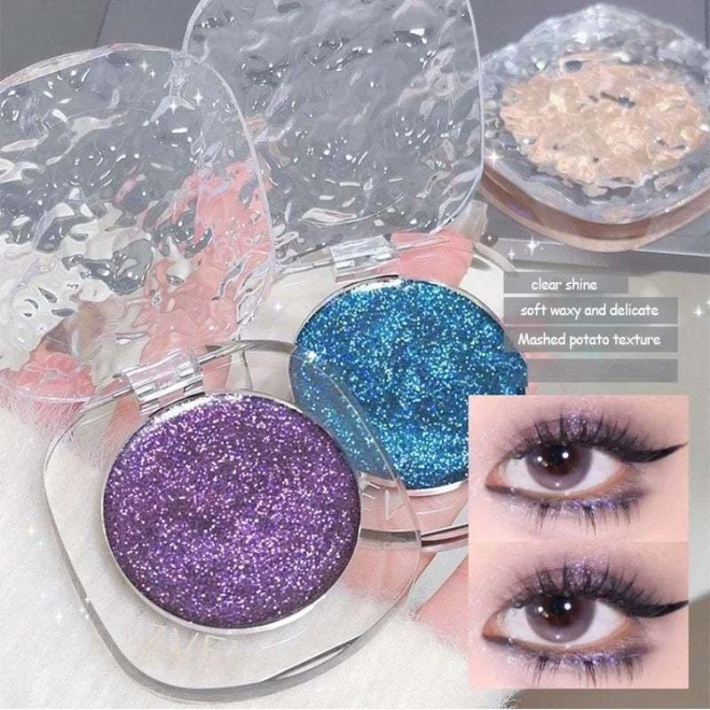 Lisslune | Lila Blau Glänzende Lidschatten-Palette Schimmer Perle Zerbrochene Diamanten Lidschatten Aufhellen Auge Klarer Glanz Makeup Lidschatten-Palette