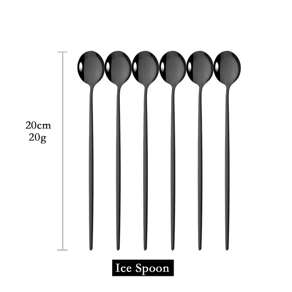 Lisslune | Golden 6-piece Long Handle Spoon Set