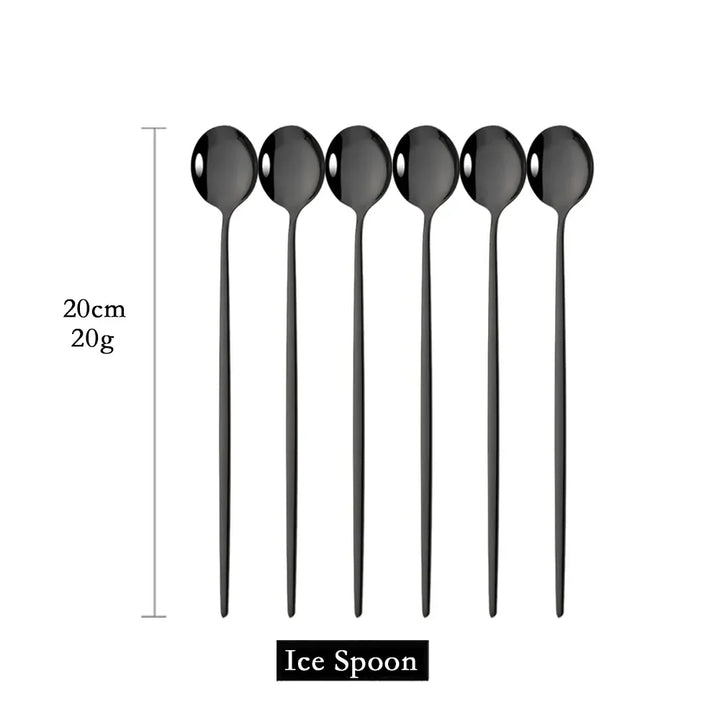 Lisslune | Golden 6-piece Long Handle Spoon Set