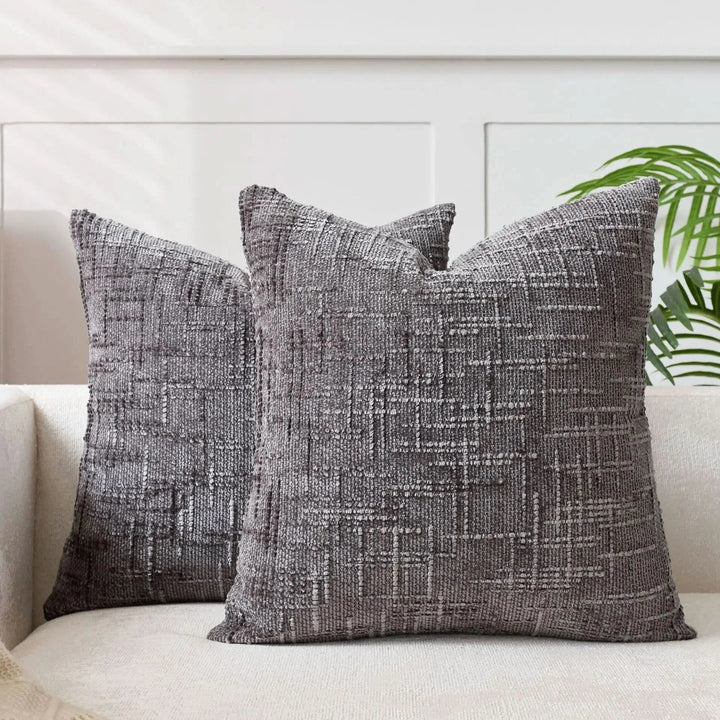 Lisslune | Chenille Throw Pillow Cover Bamboo Texture Solid Color