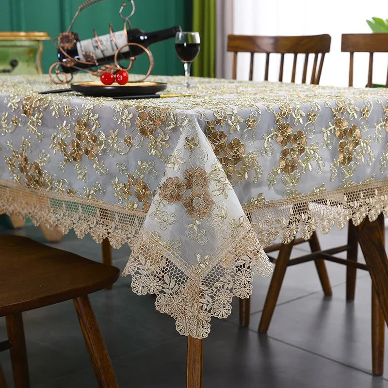 Rynx lace embroidery tablecloth, luxury tablecloth, wedding banquet, party tablecloths, furniture cover, tablecloths for home