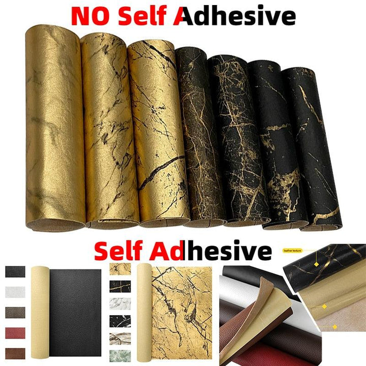 Lisslune | Marble Effect Self-Adhesive Synthetic Leather Craft Sheets - Must-Have for Creative Transformations