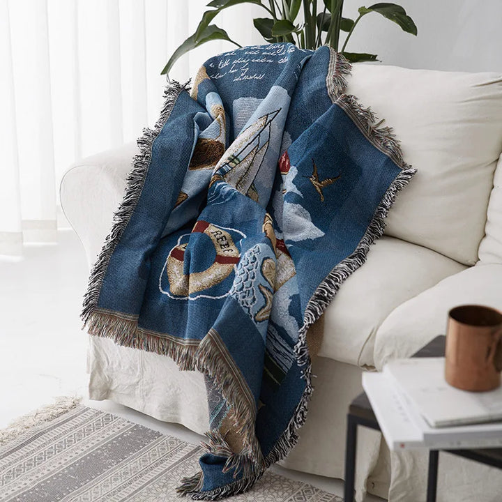 Rynx | Textile City Nordic Style Throw Blanket Sofa Lighthouse Series Travel Blanket For Bed Living Room Tapestry Carpet Bedspread