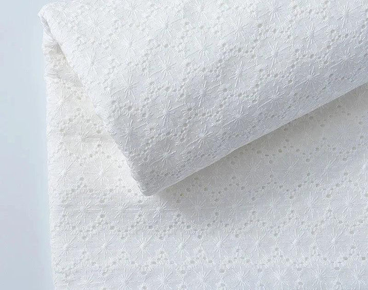 Lisslune | Elegant 100% Cotton White Lace Material