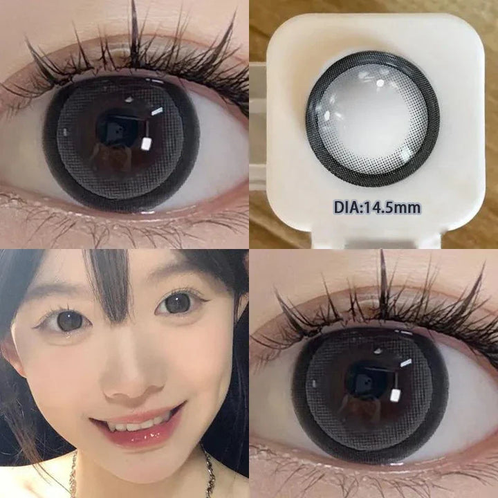 Lisslune | 2 Piece Set Colored Contact Lenses for Eyes Brown Colorful Lenses Natural Round Lens with Diopters Beautiful Pupil