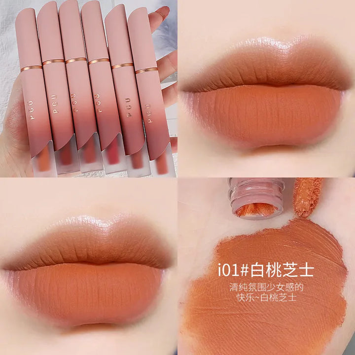 Rynx | Lipstick Matte Velvet Lip Mud Nude Matte Chocolate Lipstick Red Lip Tint Glass Korean Waterproof Long-lasting Makeup Women Cosmetics