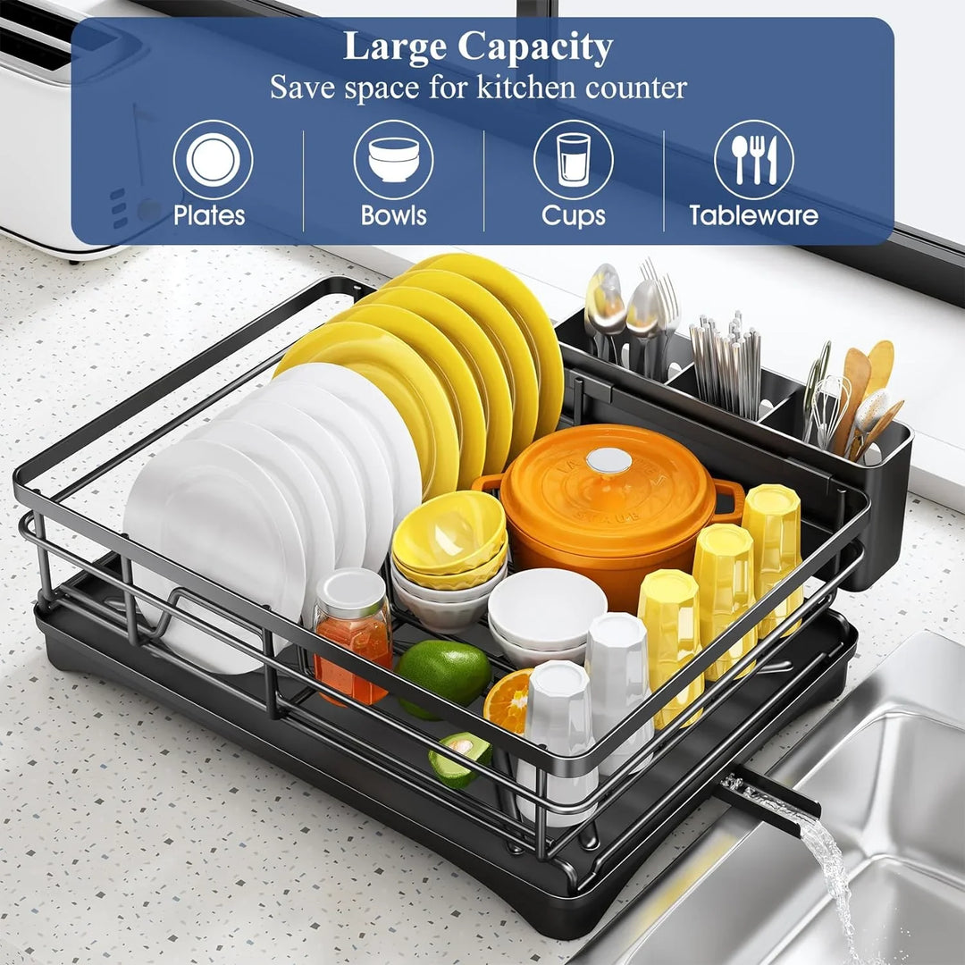 Lisslune | Dish Drying Rack with Drainboard & Large Cutlery Holder – Nova