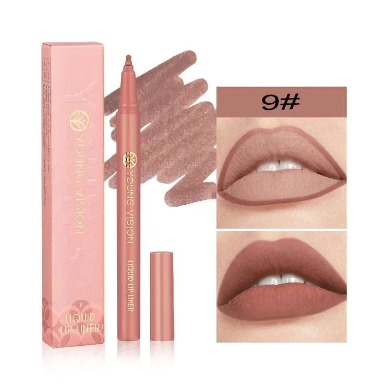 Lisslune | Mattes Flüssig-Lippenkonturenstift Schwammspitzen Lippenkonturenstift Nude Pink Lippenstiftstift Lang anhaltende Samt Schnell trocknende Lippenlack Feuchtigkeitsspendender Lippenstift