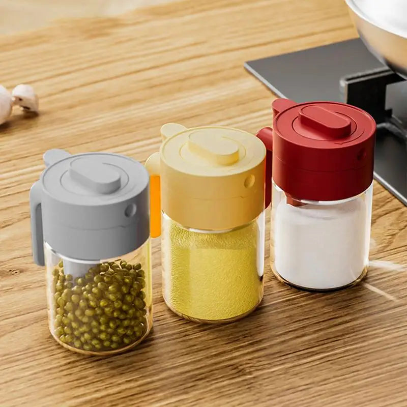 Lisslune | Transparent Glass Lockable Airtight  Seasoning Jar with Spoon