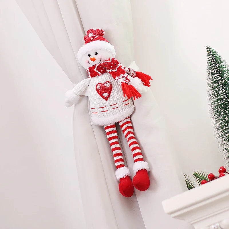 Rynx Christmas Dolls Curtain Buckle Santa Claus Snowman Ornament Merry Christmas Decoration for Home Christmas Gifts New Year 2025