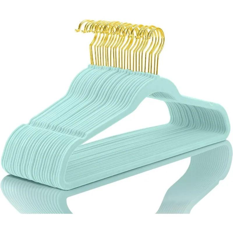 Lisslune | Elegant Teal Velvet Hanger Collection - 50 Premium Hangers with 360-Degree Gold Hook