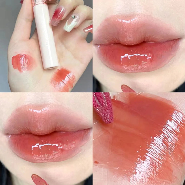 Rynx | Cherry Pink Mirror Water Lip Gloss 10 Colors Transparent Glass Lip Oil Waterproof Liquid Lipstick Nude Brown Clear Shade Makeup