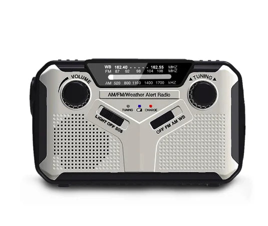 Lisslune | Emergency Radio with Crank & Solar – Portable Dynamo Radio with Power Bank & LED Flashlight