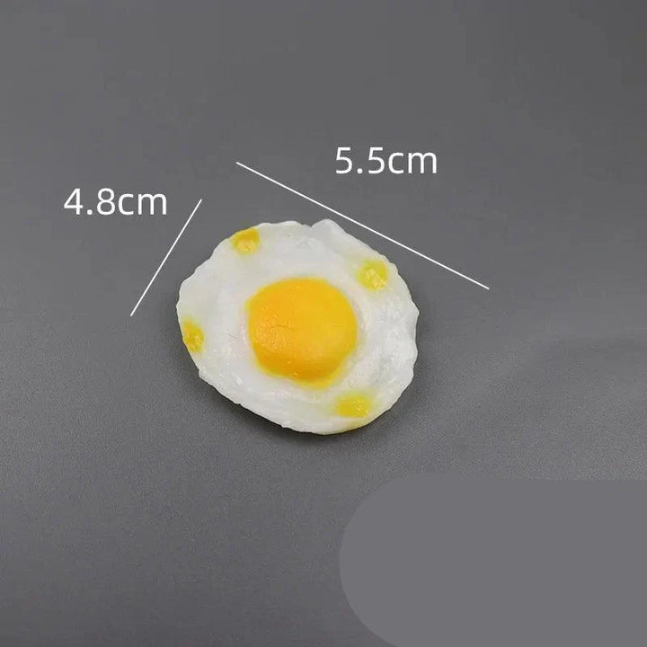 Lisslune | Set of 4 realistic PVC fried egg figures - Charming artificial omelet decorations for home and education