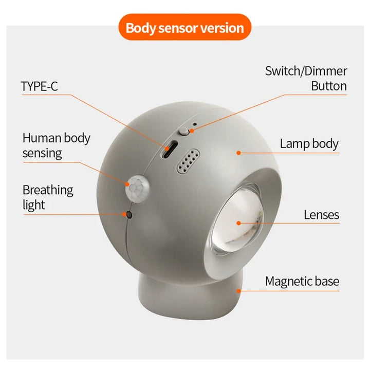 Lisslune | Rotating Mini Magnetic Rechargeable Wall Lamp