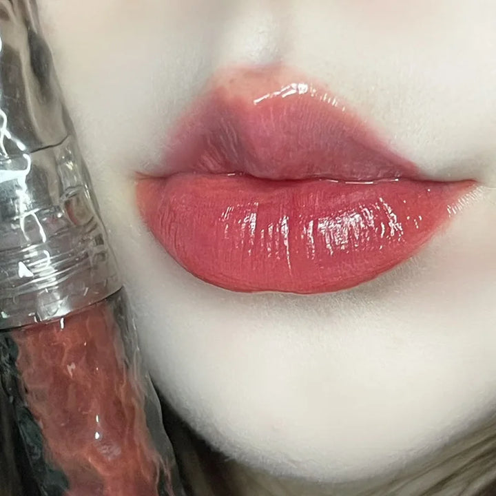 Rynx | Punk Juice Red Lip Gloss Black Mirror Glass Water Light Clear Lip Glass Waterproof Non-Sticky Liquid Lipstick Nude Lip Tint Makeup