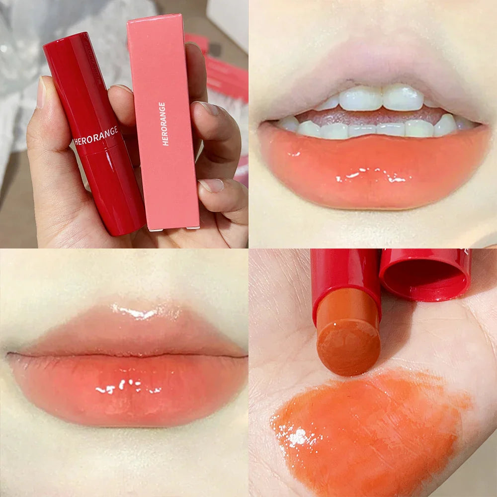 Rynx | Tinted Moisturizing Lipstick Waterproof Mirror Jelly Cherry Red Lip Lacquer Long-lasting Non-Sticky Cup Clear Solid Lip Gloss Cosmetics