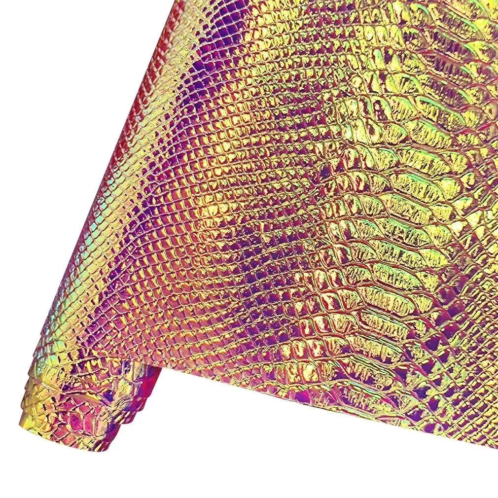 Lisslune | Iridescent Holographic Snake Skin PU Leather Craft Roll for Creative DIY Adventures