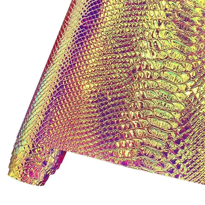 Lisslune | Iridescent Holographic Snake Skin PU Leather Craft Roll for Creative DIY Adventures