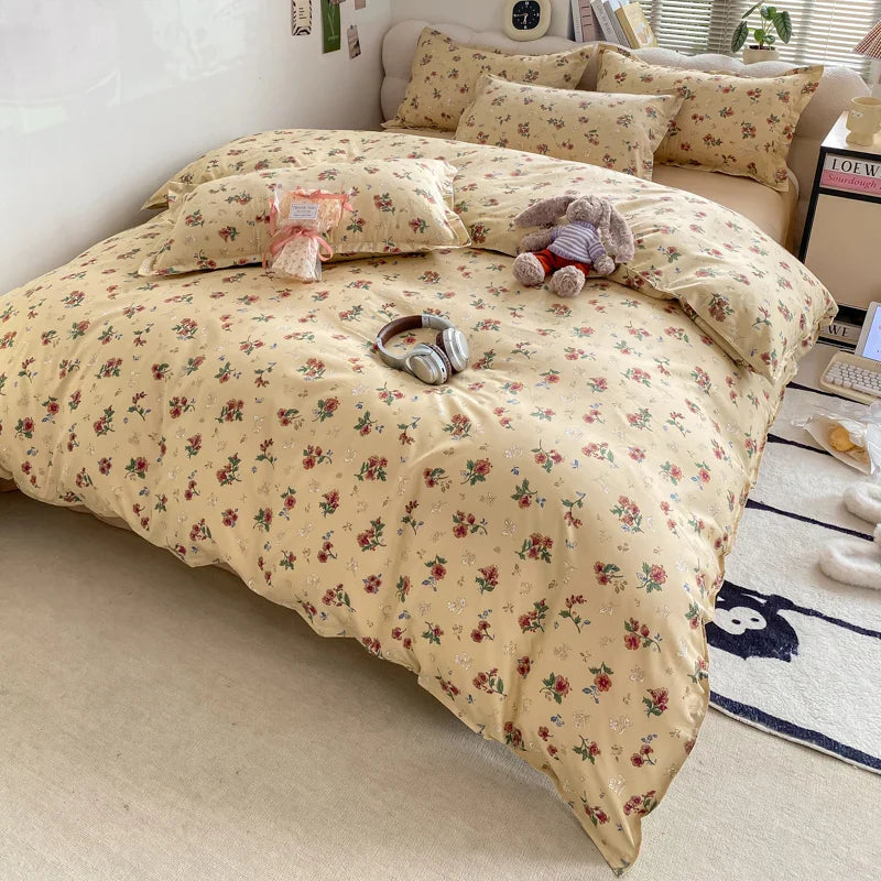 Rynx | Vintage Floral Duvet Cover Set, 3-piece Botanical Bedding Garden Style Flower Reversible Duvet Covers Luxury Soft Breathable