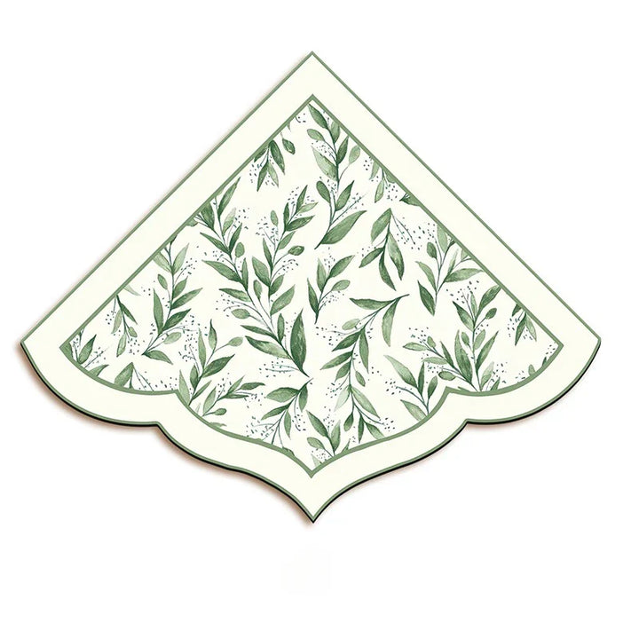 Rynx | Chinese Kitchen Corner Rug Floral Leaf PVC Rug Fan-Shaped Irregular Doormat Retro Elegant Water-Absorbent Doormat Rug