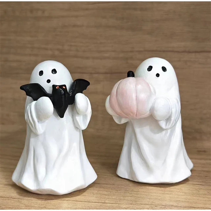 Rynx | Halloween Ghost Ornament Creative Pumpkin Bat Cat Bow Style Resin Ornament Home Living Room Bedroom Office Desk Decoration