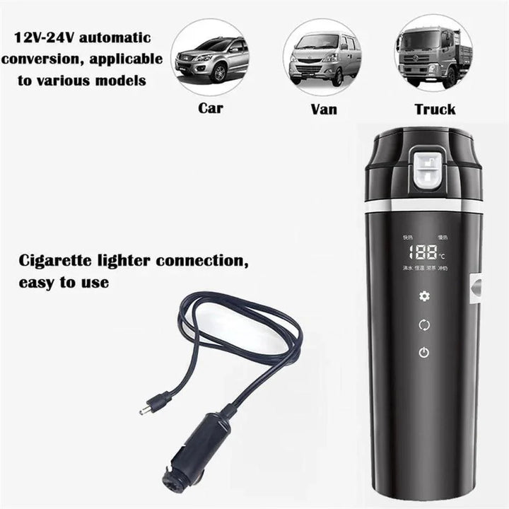 Lisslune | Smart 500ml heated travel mug with adjustable temperature control for cars